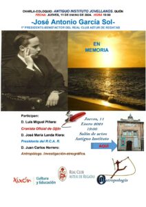 Cartel de la charla-coloquio sobre la figura de José Antonio García Sol. 11 enero de 2024